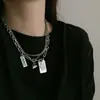 Exagerado Hip-Hop Europeo y Americano Acero de Titanio Collar Multicapa para Mujer Ins Marca Cuadrada Colgante con Letra Grabada Personalizado Oscuro Didi Accesorios Rebotantes