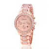 Comércio Exterior Transfronteiriço Geneva Pulseira de Aço Diamante Relógio Masculino Três Olhos Escala Digital com Calendário Quartzo Relógio Feminino Atacado