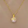 [Acero de titanio de cuerpo completo] Collar de oro real con personalidad de circonita y corona, horno de minutos, cadena de clavícula roja cibernética para mujer