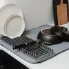 Rack Drenante Duas em Um Tapete de Armazenamento para Bancada de Cozinha Tapete Drenante Tapete Multifuncional de Microfibra para Louças Venda por Atacado Transfronteiriça