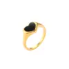 Anillo de Acero Inoxidable con Baño de Oro de 18K con Goteo de Aceite Negro Estilo Nuevo Exagerado Francés Ins Europeo y Americano para Mujeres Venta al por Mayor