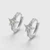 Pendientes de Estrella de Cinco Puntas Vintage de Circonita Nuevos Transfronterizos Europeos y Americanos, Estilo Personalizado de Gama Alta, Clip para Oreja Elegante para Mujer, Pendientes de Lujo