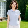 Conjunto de Verano para Mamá de Mediana Edad, Conjunto Elegante, Blusa Estilosa, Ropa de Verano para Mujeres de Mediana Edad y Mayores, Top que Reduce la Edad, Corte Holgado