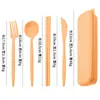 Juego de Cubiertos Portátil para Camping al Aire Libre Amazon Transfronterizo, Tenedor, Cuchara y Palillos, Negro, Vajilla de Paja de Trigo, Juego de Cuatro Piezas