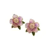 Brincos de Flor Roxa Micro-cravejados para Mulheres Super Bonitos Únicos Charmosos Brincos de Tarraxa Novo Estilo 2026 Este Ano Popular Venda Quente Acessórios de Brinco