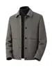 Em estoque, pronto para envio, mistura de lã dupla face, jaqueta curta de lã popular para outono/inverno, estilo business casual masculino, com gola alta