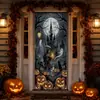Noite Escura de Halloween Bruxa Livro de Magia Fogueira Morcego Lanterna de Abóbora Tira Longa Adesivo de Porta Festa Janela Adesivo Decorativo à Prova d'Água