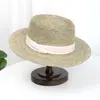 Chapéu Panamá de Palha com Topo Reto para Mulheres, Novo Estilo Chapéu de Palha para Proteger do Sol nas Férias, Chapéu Trançado de Palha Estilo Francês para Praia e Litoral