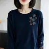 Suéter de punto bordado estilo retro para mujer, de manga larga, corte holgado, perfecto como capa interior casual para otoño e invierno 2026