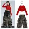Conjunto de Danza Jazz para Niñas de Año Nuevo, Pantalones Camuflados de Chica Jazz, Conjunto de Street Dance, Atuendo de Presentación Moderno y Elegante