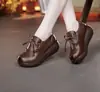 Zapatos de Cuero Suave con Suela Gruesa para Aumentar Altura, Zapatos Individuales de Moda Retro para Mujer, Mocasines 2026, Nuevos, Puntera Redonda, Cómodos, Plataforma