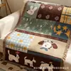 Bonito tapiz estilo ins con cachorros de dibujos animados, manta de hilo patchwork, manta decorativa para sofá, tela de fondo para dormitorio, directo de fábrica