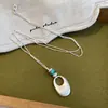 Collar colgante geométrico minimalista cepillado estilo coreano para mujer, diseño único y versátil, cadena para la clavícula, accesorio de moda y versátil para mujer