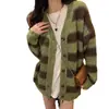 Cardigan de Punto Fresco Estilo Coreano Reductor de Edad Otoño e Invierno Nuevo Estilo Estilo Perezoso Moda Combinación Perfecta Suéter Rayado Abrigo de Mujer