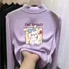 Camiseta interior versátil de forro polar para niños, estilo otoño e invierno, camiseta para niñas, cuello semi-alto, para niños mayores, capa interior cálida, top de manga larga