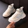 Tênis Infantil Feminino Outono Novo Sapatos Casuais Respiráveis para Crianças Meninos Estilo Coreano Fashionável Ventilador Cano Alto Sapatos Brancos Atacado
