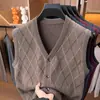 Nova Coleção Outono/Inverno Estoque de longo prazoCardigã de gola V espesso, ultrassuave e anti-bolinhas para homens