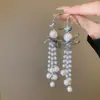 Pendientes de Zirconia con Borla de Hoja de Loto y Perla Aguja de Plata Otoño e Invierno Pendientes Versátiles Elegantes de Gama Alta Pendientes de Nicho