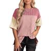 Amazon 2025 Camiseta de Mujer Transfronteriza Europea y Americana de Cuello Redondo, Moderna y Versátil, Top Tricolor Casual y Elegante