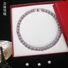 Juego de Collar y Pulsera de Perlas Moradas Claras para Mamá, Perlas de Imitación Redondas de Alto Brillo, Regalo del Día de las Madres, Cadena de Cuello Elegante