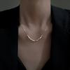 Collar cuadrado pequeño de plata esterlina s925 para mujer, diseño en miniatura de verano, cadena de clavícula de plata destrozada geométrica de estilo frío simple
