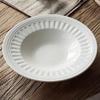 Plato de paja blanco puro de 8,5 pulgadas con vidriado, plato de cerámica para sopa, plato occidental, plato hondo con relieve simple