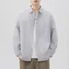 Camisa Oxford de Manga Larga con Patchwork de Alta Gama para Hombre Otoño 2026 Chaqueta Camisa Rayada Casual Estilo Americano para Hombre Otoño-Invierno