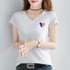 2794 # Camiseta de Algodão Puro 95% Algodão Manga Curta para Mulheres (Tiro real) (95 Algodão 5 Elastano) (Adicionar 2Xl/3Xl)
