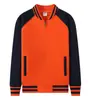Casaco Moletom Baseball Manga Raglan Zíper Fleece Polare Espesso Cor Dividida para Homens e Mulheres Quente e Confortável Impressível