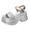 Sandalias de tacón alto con plataforma interior para mujer, moda nueva Primavera y Verano 2025, versátiles, con pedrería, sandalias de cuña con plataforma gruesa