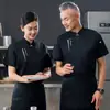 Ropa de trabajo de chef manga corta verano cocina comedor catering traje para hombre transpirable ropa de chef logo