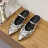 Estilo Suave Que Aumenta la Altura Punta Plateada Medias Zapatillas Sandalias Mula Estilo Hada Francesa de Verano Ropa Exterior Nueva