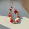 Cadena para Teléfono Móvil Estilo Ins Estrella Roja Rugby Funda para Teléfono Móvil Correa Cadena para Cámara con Cuentas DIY Cuerda Anti-Pérdida para Teléfono Móvil