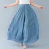 Falda de pantalones anchos de algodón y lino de talla grande, estilo étnico, de lino, color sólido, con cintura elástica y estilo de exportación de comercio exterior japonés