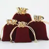Bolsa de Veludo com Cordão para Liquidação Prejudicial Bolsa para Joias Bolsa de Armazenamento à Prova de Poeira para Fones de Ouvido Vários Tamanhos em Estoque Atacado
