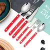 Conjunto de Talheres de Aço Inoxidável com Cabo de Plástico Estilo Ins, Faca, Garfo e Colher Simples Estilo Ocidental para Uma Pessoa, Louça de Nicho de Alta Qualidade