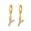 Comércio Exterior Moda Europeia e Americana Argola de Orelha Banhada a Cobre Ouro Real Microincrustada Zircônia Brinco Brincos Femininos Simples Elegantes Brincos de Letra