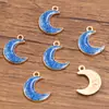 3 Acessórios para Joias de Liga DIY KC Ouro Esmalte Pingente de Gotejamento Coração Estrela de Cinco Pontas Lua Pingente com Glitter