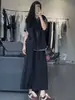 Conjunto de Saia de Trabalho Meio-Comprimento Emagrecedora e Saia Floral, Novo Estilo de Verão com Design Coreano Moderno, Conjunto de Três Peças com Colete Soltinho
