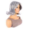 Comercio Exterior Peluca para Mujer Europea y Americana Flequillo Gris en Forma de Ocho Cabello Corto Rizado Anti-Rizo Moda Fibra Química Gorro de Cabeza Malla Elástica Peluca