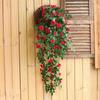 Vinha de Rosas Pendurada na Parede Flor Artificial Vinha Decoração de Parede da Sala de Estar Planta Verde Interior Arte Floral Flores Artificiais Decoração de Casa