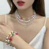 Collar de Perlas Multihilera Mixto de Colores Transfronterizo Europeo y Americano para Mujer, Set Combinado de Cuentas de Arroz de Verano Transfronterizo Europeo y Americano