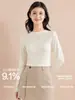 Camisa Base Térmica Feminina Gola Redonda Outono e Inverno Acetato Lã Seda 10A Antibacteriana Quente para Camadas de Outono e Inverno