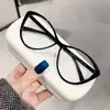 Gafas de Prescripción Lisas Estilo Ojo de Gato Ultra Ligeras de Gama Alta, Monturas Planas Retro Anti-Luz Azul, Estilo Europeo y Americano para Caras Redondas, Gafas de Prescripción J