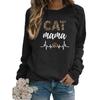 Amazon AliExpress ebay suéter de gola redonda com estampa de mãe de gato outono e inverno top feminino europeu e americano