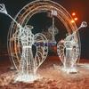 Luz LED Externa com Luz em Forma de Personagem Ferro Plano Floco de Neve Alce de Natal Iluminação de Ponto Cênico de Parque