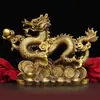 Enfeites de Dragão de Latão Artesanato Dragão Qinglong de Latão Dragão de Dinheiro Dragão Brincando com Pérola Sala de Estar Dragão Xianglong Dragão Grande do Zodíaco
