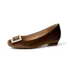Zapatos de Mujer Clásicos Marca R que Aumentan la Altura 6cm Hebilla Cuadrada Tacón Grueso 2025 Nuevo Estilo Europeo y Americano Ante Punta Cuadrada Tacones Altos