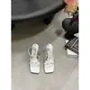 857-1~2025 Nuevas Sandalias de Tacón Alto Estilo Francés de Hada para Mujer, Punta Cuadrada, Punta Abierta, Estilo Verano