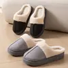 Otoño Invierno Cálido Unisex Pareja Interior Hogar Piso de Madera Asequible Suela Gruesa Felpudo Cálido Pantuflas de Algodón